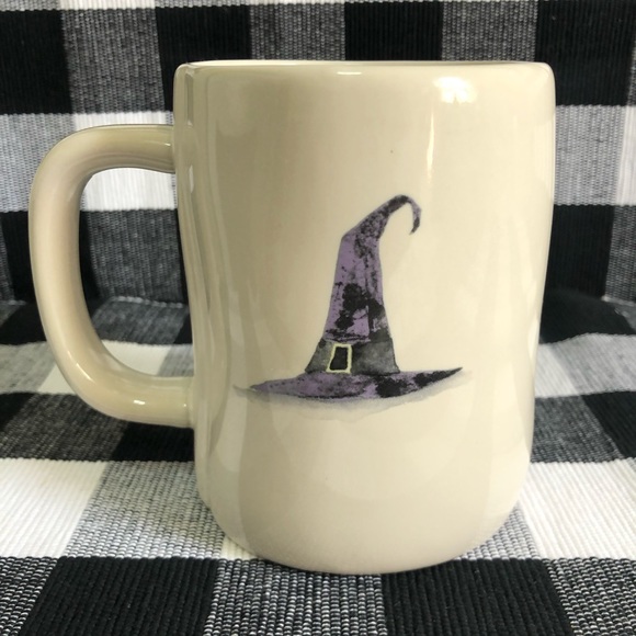 Rae Dunn “CACKLE WITH DELIGHT” Two Sided Mug Witch Hat Print on the Back - Picture 2 of 7